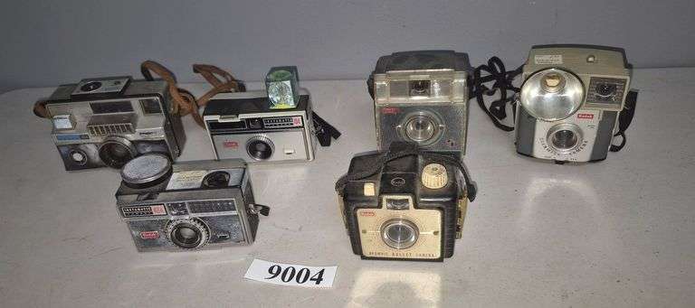 Six vintage Kodak cameras