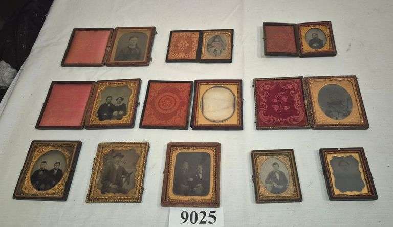 Tintypes and ambrotypes in half and full cases