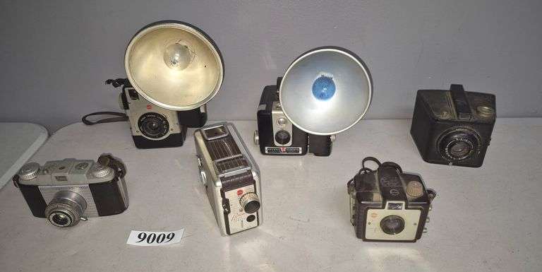 Six vintage Kodak cameras