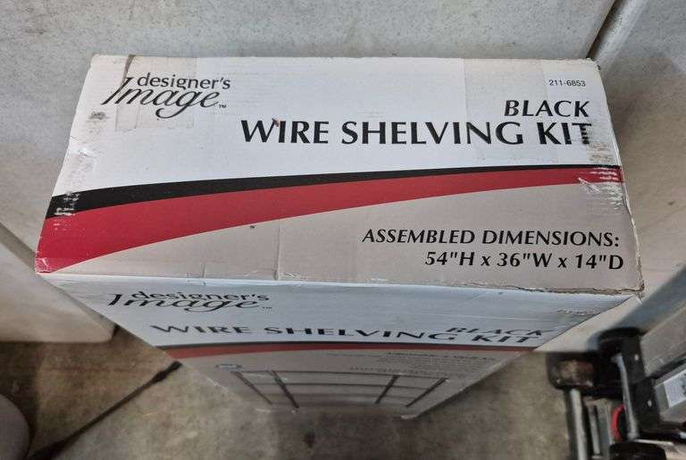 Larger black restaurant style shelf kit sealed in box