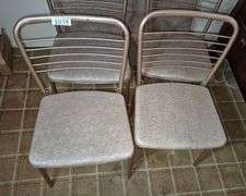 Vintage card table and four folding chairs