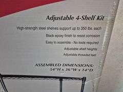 Larger black restaurant style shelf kit sealed in box