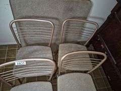 Vintage card table and four folding chairs