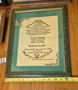 Framed print, framed wall hanging, large and small framed needlepoints