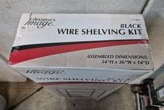 Larger black restaurant style shelf kit sealed in box