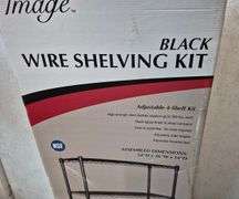 Larger black restaurant style shelf kit sealed in box