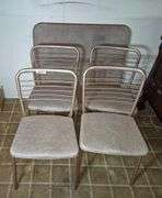 Vintage card table and four folding chairs