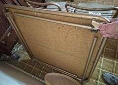 Vintage card table and four folding chairs