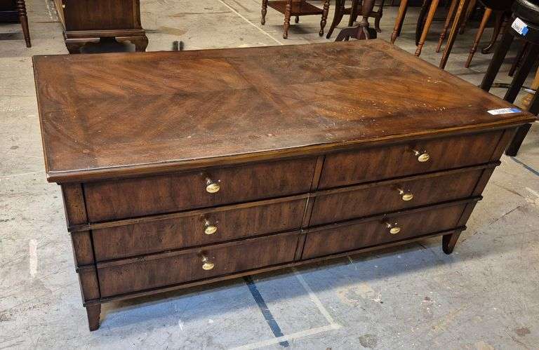 Large coffee/cocktail table with drawers on front and back
