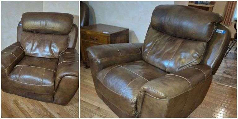 Pair of Highpoint Furn. brown leather ? power recliners with power adjustable headrests and Lumbar s
