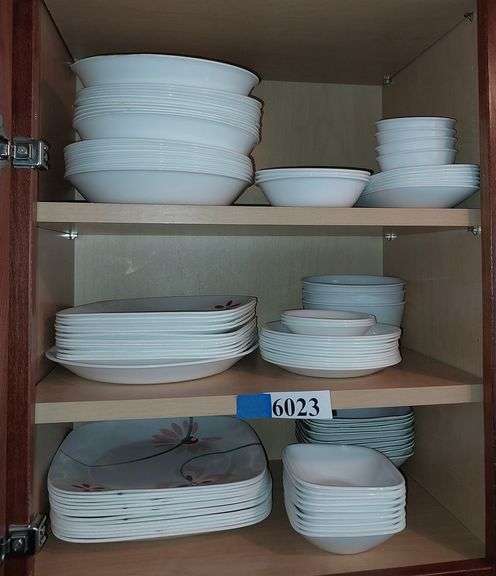 Corelle dishes, glassware, mugs, travel cup
