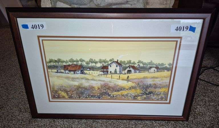 Artist signed Scott Kuhnly framed watercolor painting