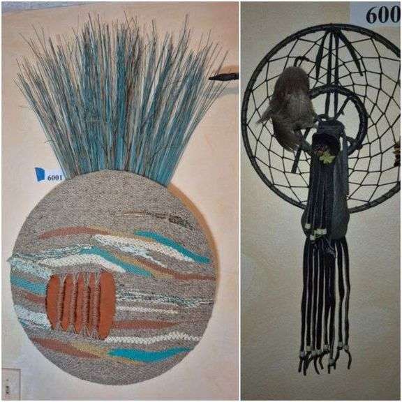 Southwestern woven wall pocket, dreamcatcher