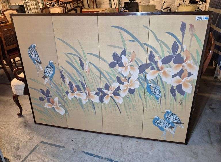 Asian four panel wall hanging
