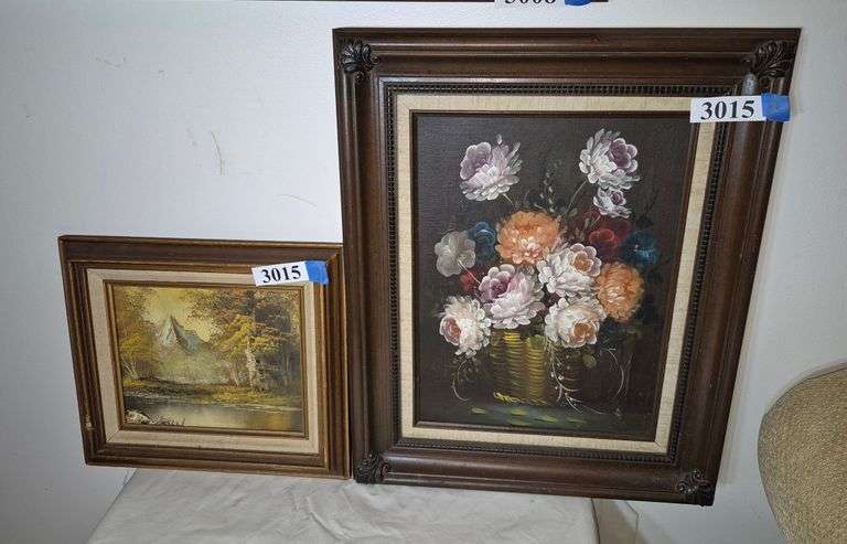 Two framed paintings on canvas