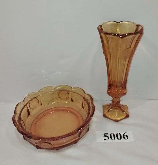 Yellow coin spot bowl and vase