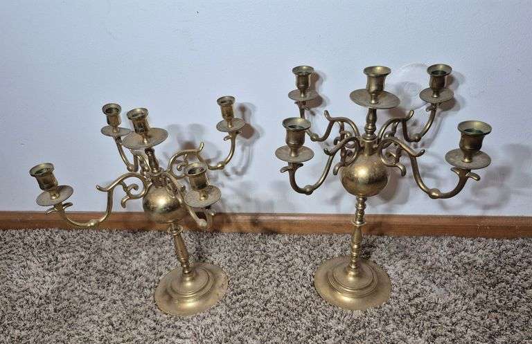 Pair of brass candelabras