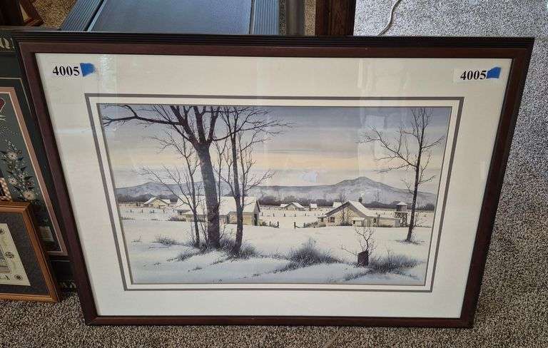 Artist signed Scott Kuhnly framed watercolor painting.