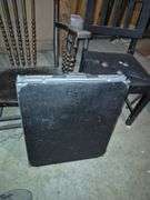 Oak press back rocking chair, fold in half folding table, antique wood step ladder, industrial chair