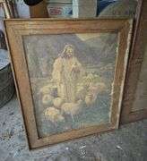 Two very dusty vintage framed religious prints