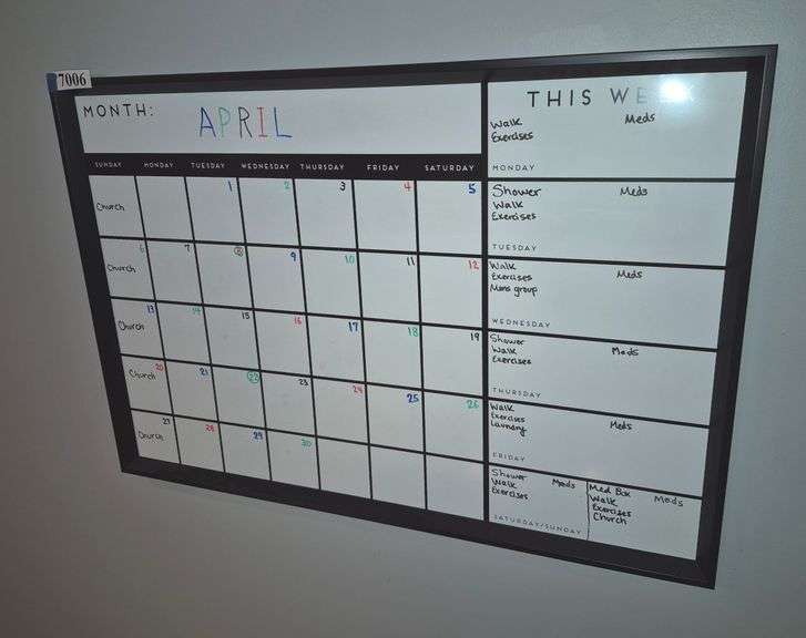 Whiteboard dry erase calendar with accessories, wood calendar frame