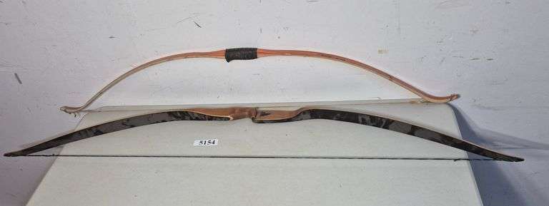 Two archery bows, store display box of bow strings - Mark Van Hook ...