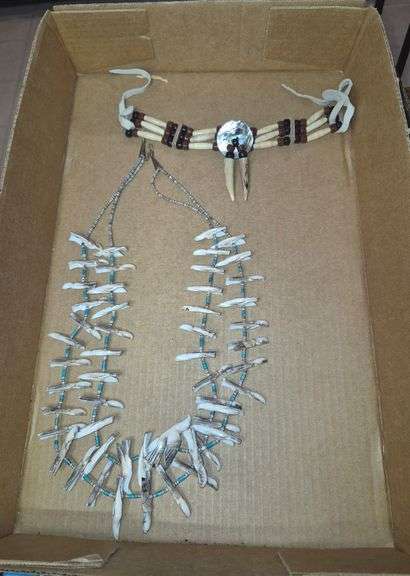 Carved seashell bird necklace, bone and abalone choker necklace