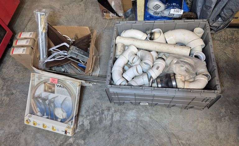 PVC plumbing fittings, shelf brackets, track lighting, Etc