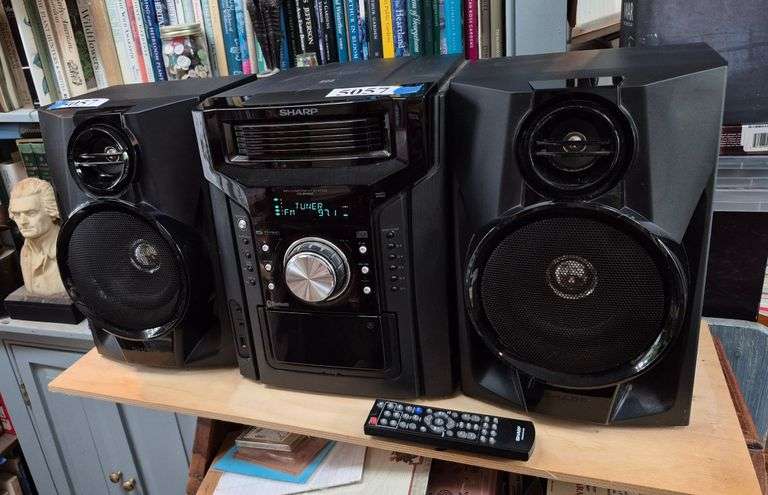 Sharp compact 5 disc Bluetooth stereo with detached speakers and remote ...