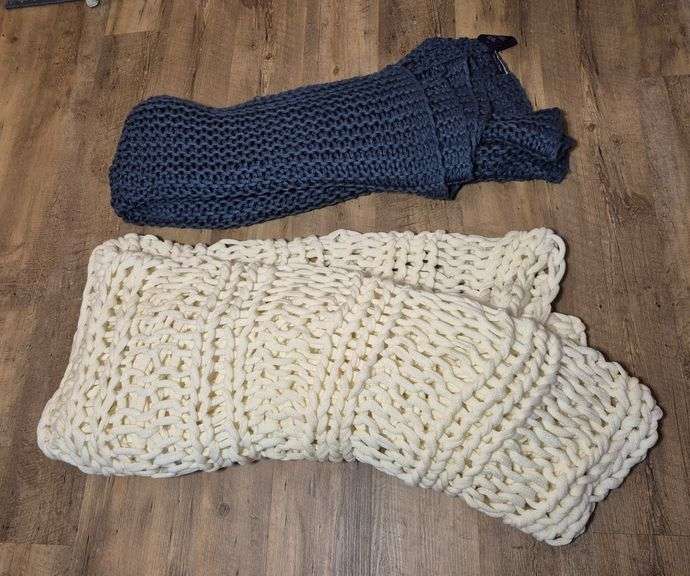 Blue and off-white Afghans / throws