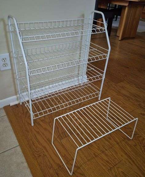 White metal wire racks