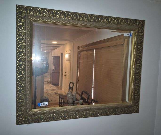 Gold framed beveled decorator mirror