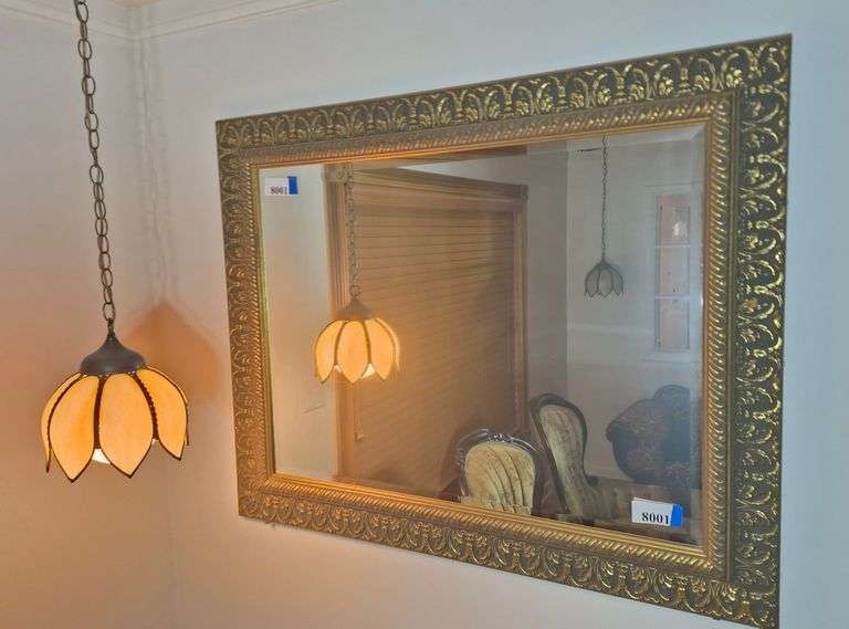 Gold framed beveled decorator mirror