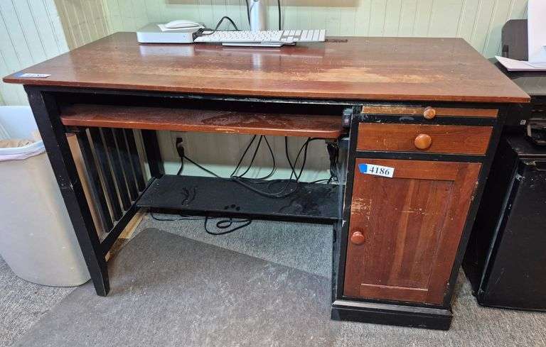 Allen Computer Ethan Allen computer desk with pull out keyboard drawer, built on power ...