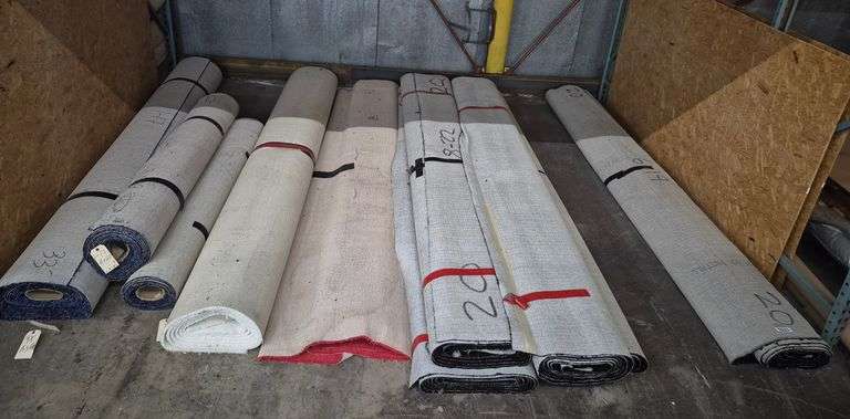 Rolls of carpet, most are 10 ft. wide