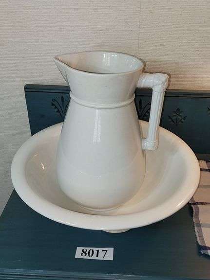 Homer Laughlin stone china pitcher and china bowl