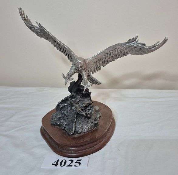 Pewter eagle statue / figurine