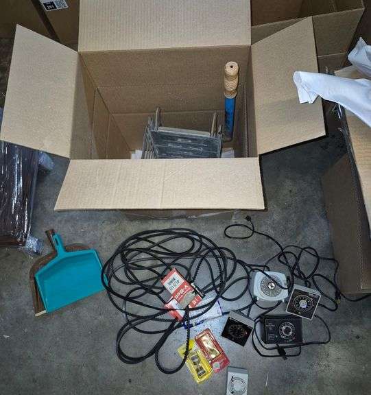 Metal mop wringer, Automotive belts, Electric timers, dust pans, Etc