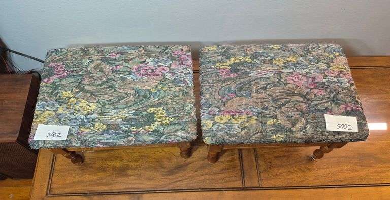 Two small footstools with storage