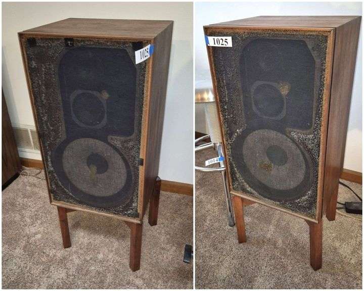 Pair of JBL L100 century speakers with stands...working but grill cloths are dirty