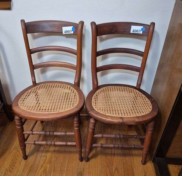 Pair of antique cane seat chairs