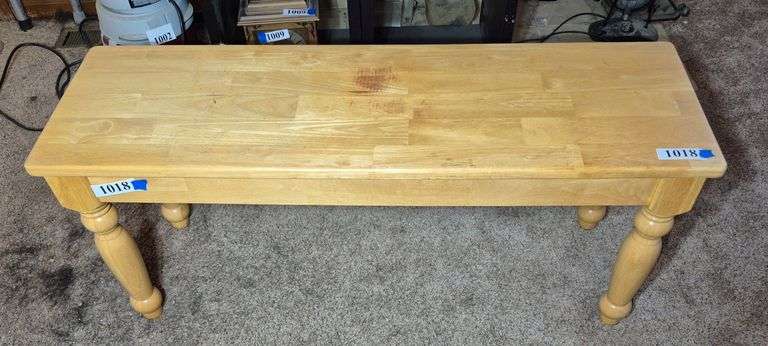 Blonde wood bench