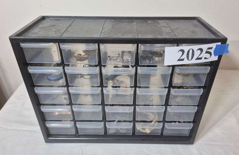 Hardware organizer full of costume jewelry