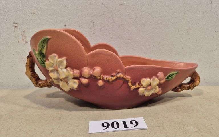 Roseville Art Pottery Apple Blossom console bowl