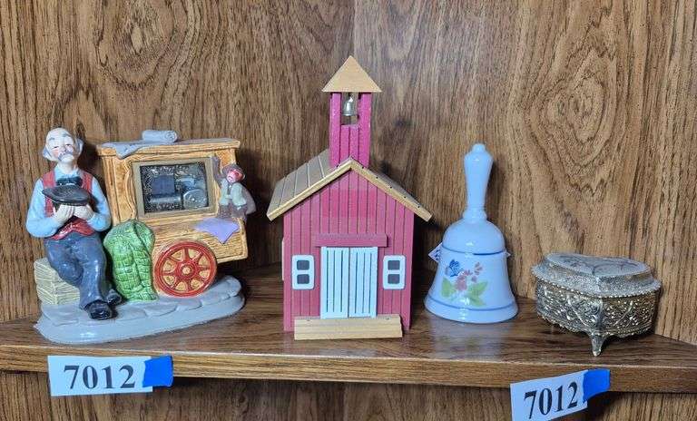 Three music boxes, porcelain Bell