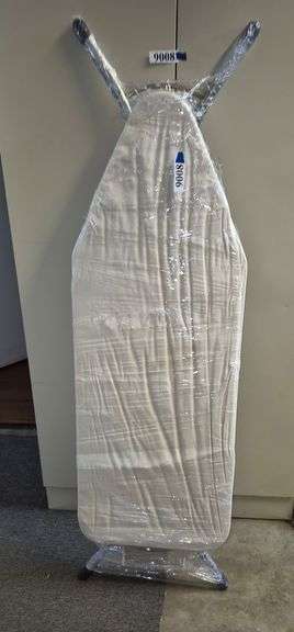 Metal folding ironing board
