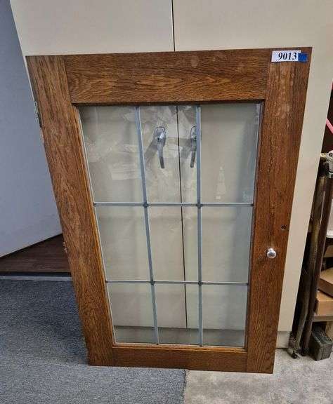 Oak leaded glass cabinet door