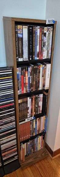 DVDs, rack
