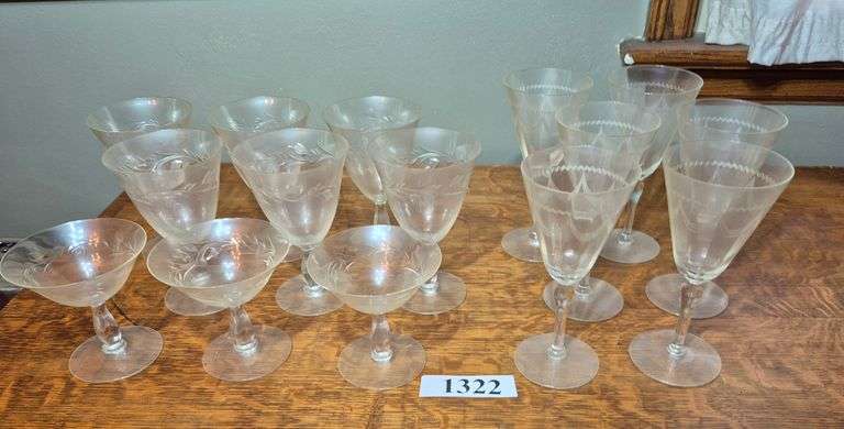 Etched glass stemware