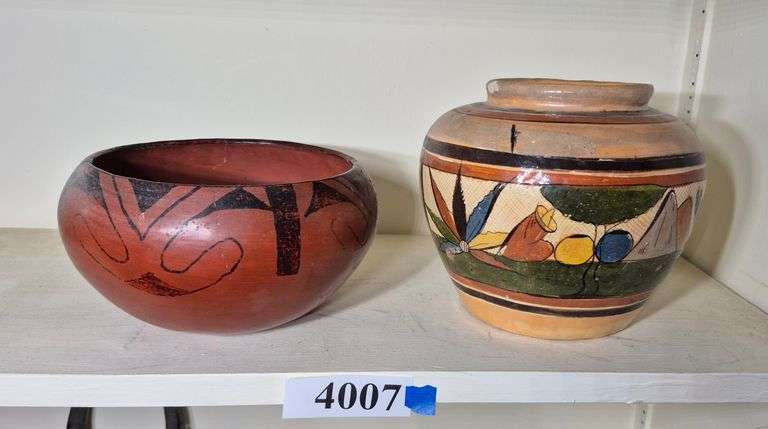 Native American/ Southwestern pottery bowl, Mexican pottery vase